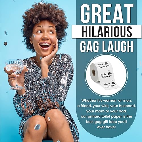 Miniatura 5 de Papel higiénico para decoración de cumpleaños número 25 para hombres y mujeres, diseño divertido, gran regalo divertido de broma, ecológico, ultra