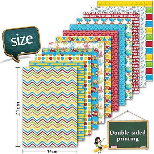 Miniatura 2 de Whaline 60 hojas de papel con patrón de regreso a clases, doble cara, A5, álbum de recortes, papel especial para bricolaje, fondo decorativo,