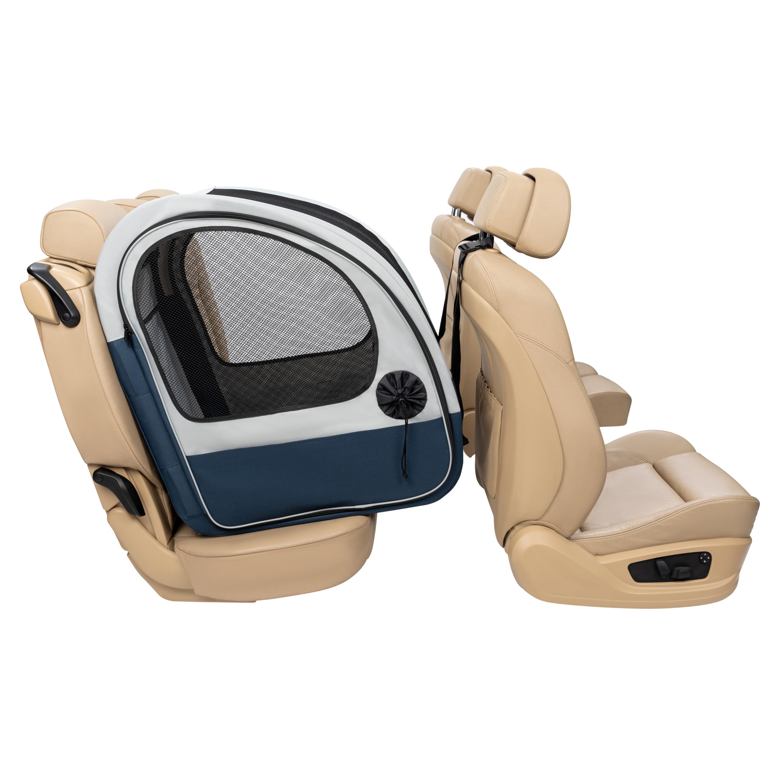 PetSafe Cabine de Voyage Pliable pour Animaux jusqu'à 27 kg, se Plie pour Un Rangement Facile, Doublure molletonnée,Lavable en Machine, 2 Poches de Rangement, Gris/Bleu étanche, Lavable à la Machine