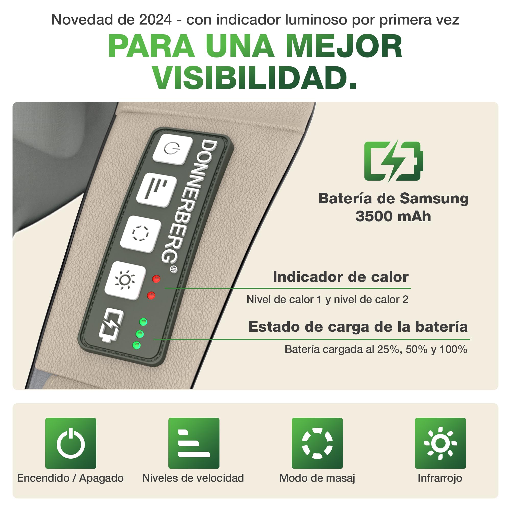 DONNERBERG® Proneck Masajeador De Cuello Shiatsu Inalámbrico Con Calor | Masaje Intenso Para Cuello, Hombros Y Trapecios, Calor Infrarrojo, Certificado TÜV, 7 Años De Garantía Del Motor, Beige