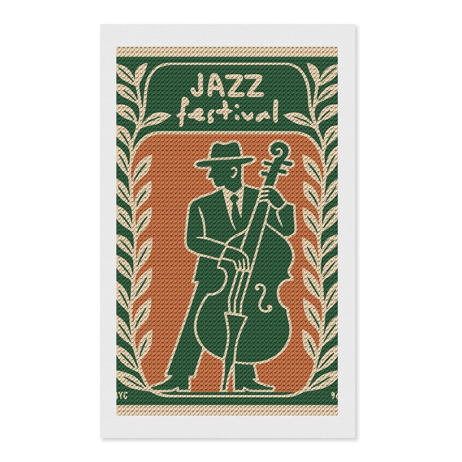 Junmoney Jazz Festival Diamond Art Kit 12"x20", Modern Decor, Farmhouse Decor, Home Wall Art, Festive Craft Gift, Handmade Wall Decor