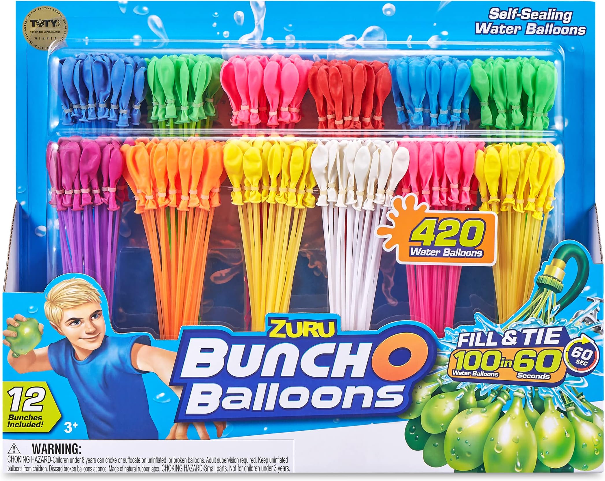 Bunch O Balloons - 420 Rapid-Fill Water Balloons (12 Pack), Multi-Colored