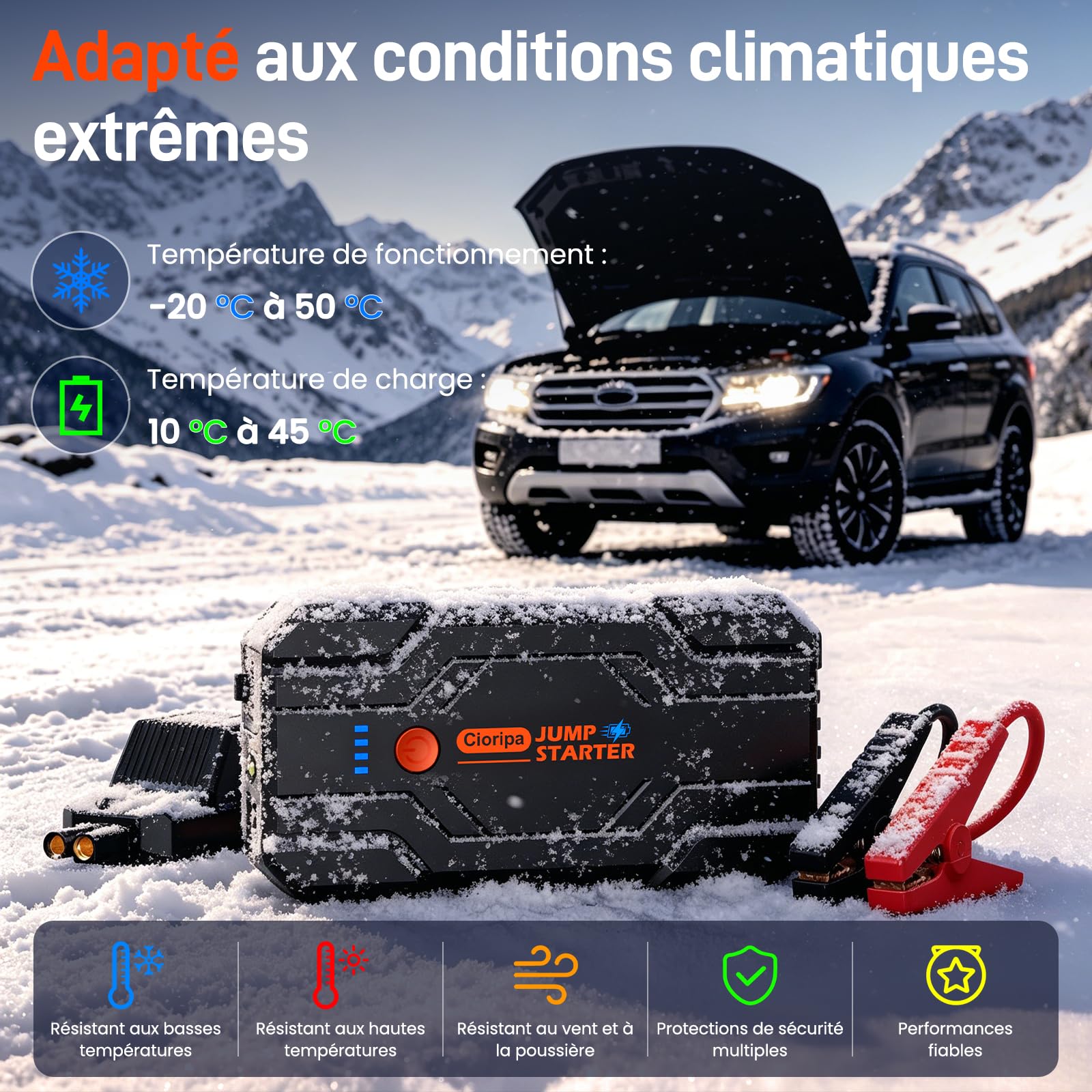 Booster Batterie Voiture 𝟏𝟎𝟎𝟎𝟎𝐀14.8V 9,0L Gaz 8,5L Diesel Auto
