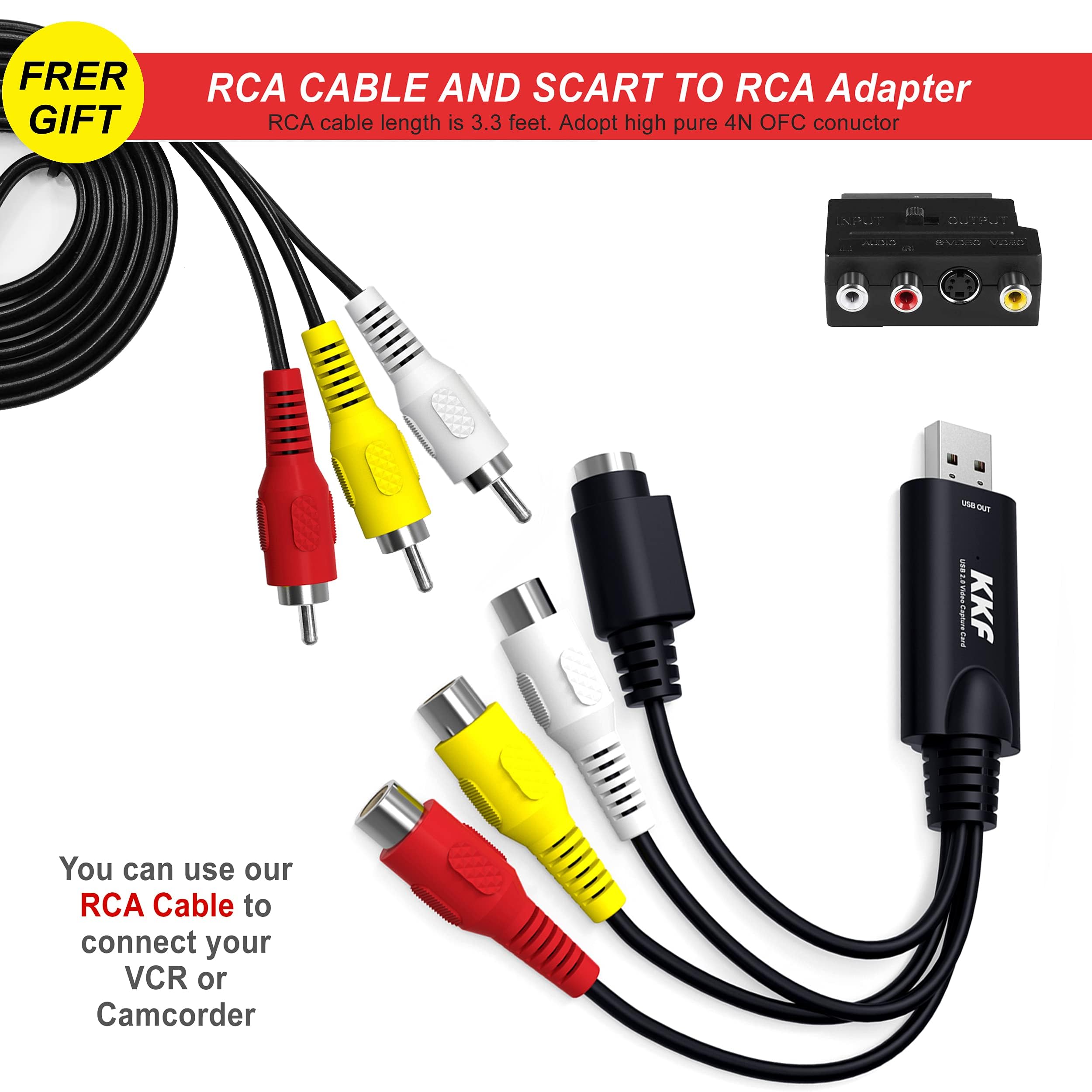 Kkf Adaptador de captura de video RCA AV a USB