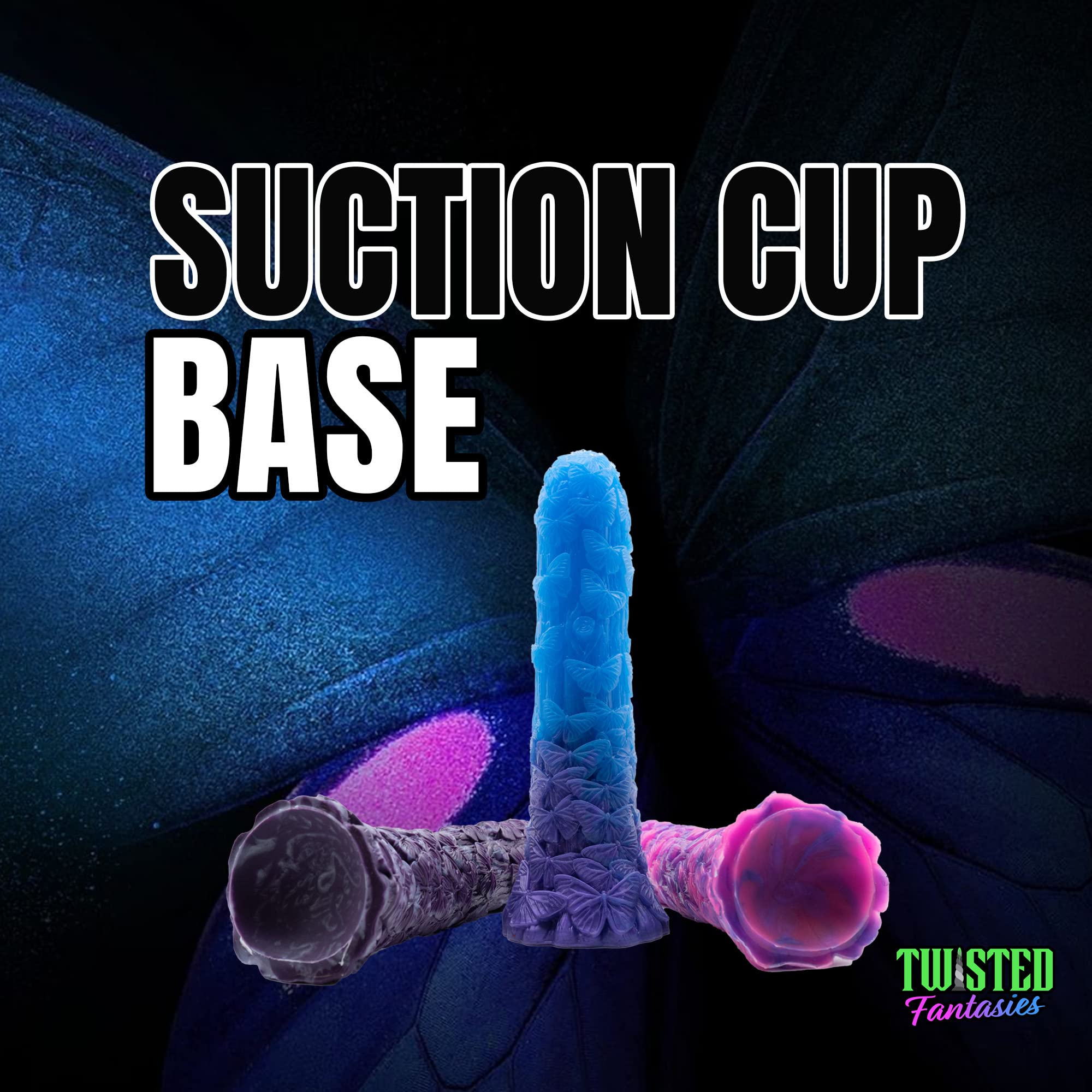 Twisted Fantasies Monarch Butterfly Suction Cup Dildo - UV Pink/Purple Heart Marble Design - Handmade in The USA - Adult Sex Toys (): Mini
