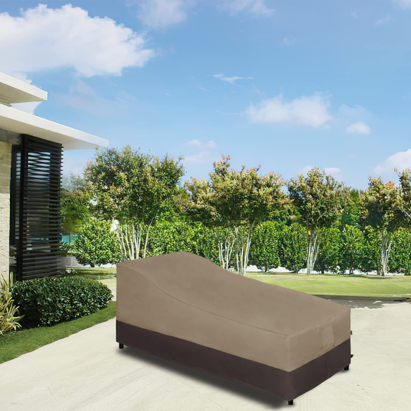 Easy-Going Funda impermeable para tumbona para exteriores, funda resistente al viento para silla de patio, funda para muebles de exterior con ventilación de aire, paquete de 2 unidades de 84 pulgadas