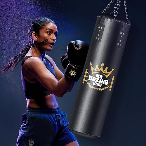 Miniatura 5 de Mr Boxing King - Juego de sacos de boxeo para adultos, 4 pies de capacidad, capacidad de 80 libras, bolsa de entrenamiento sin relleno para gimnasio