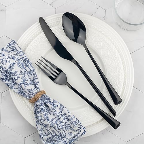 Vista 63 de Alata Potter - Juego de cubiertos forjados de acero inoxidable de 20 piezas, servicio para 4, acabado espejo, apto para lavavajillas Potter-Plata