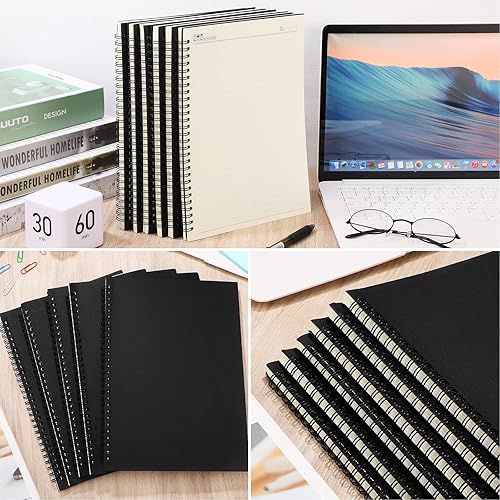 Miniatura 5 de Paquete de 6 cuadernos en espiral B5 a rayas, 70 hojas, 140 páginas, cuaderno encuadernado con alambre de 10.5 x 7.3 pulgadas, tapa dura, bloc de