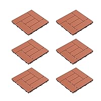 Vista 7 de Pure Garden - Paquete de 24 baldosas de madera y plástico entrelazadas para patio, suelos de exterior para balcón, porche y garaje (terracota)