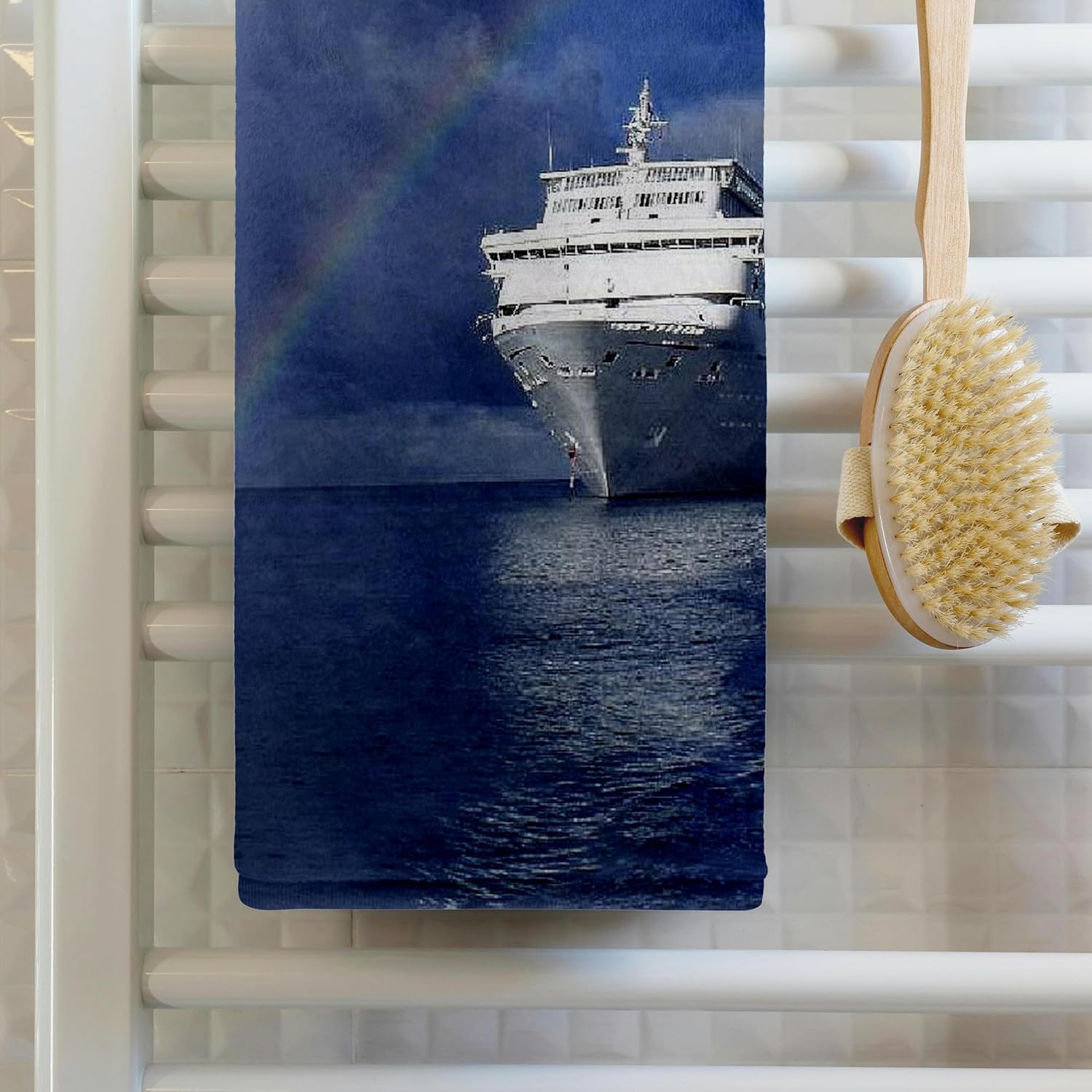 3dRose Cayman Island Rainbow on the Carnival Cruise Insperation 22x30 Bath Hand Pool Towel