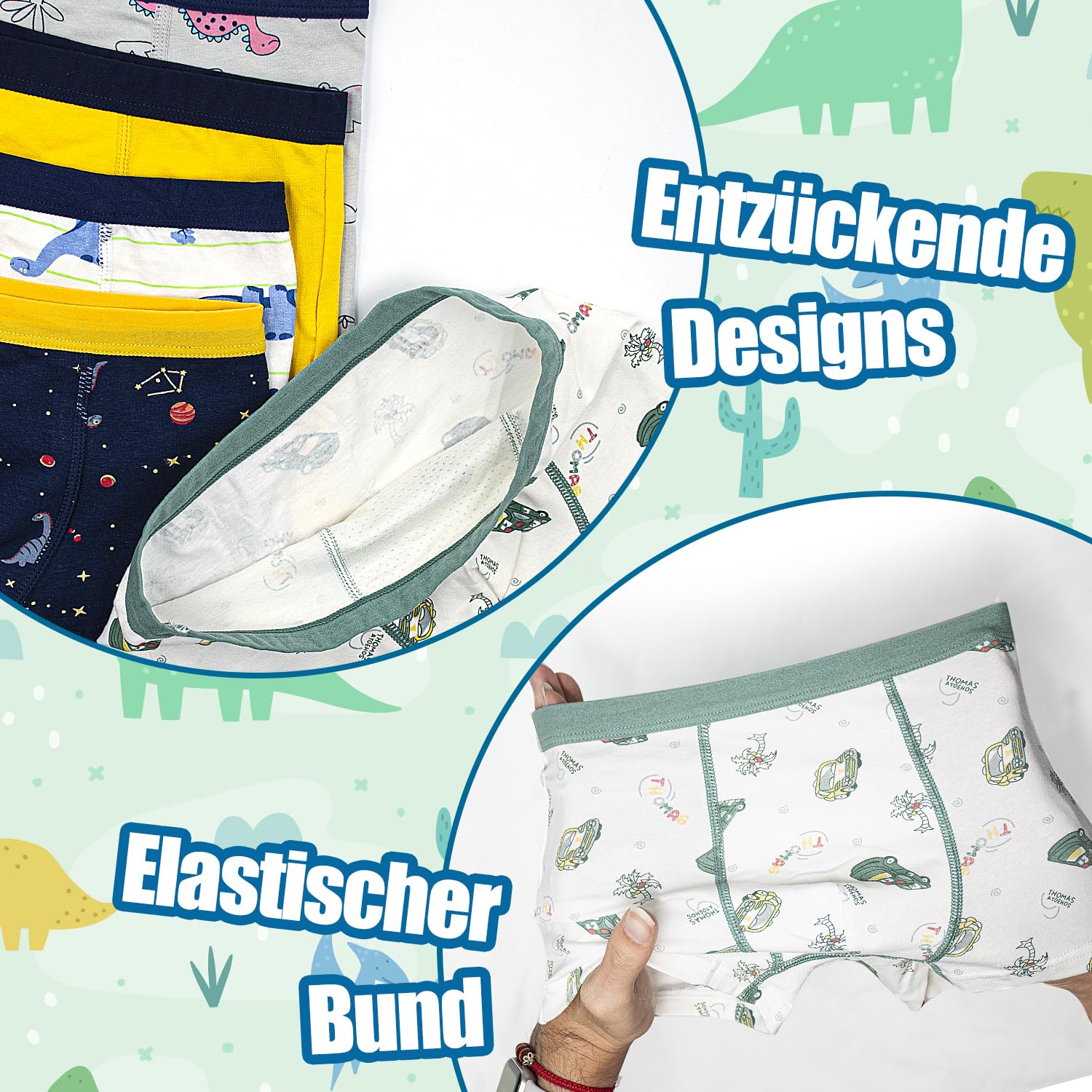 Boxershorts Jungen Kinder 5er Pack, Unterhose für Kleinkinder 2-8 Jahre Weiche Unterwäsche Dinosaurier Tier Muster Schlüpfer