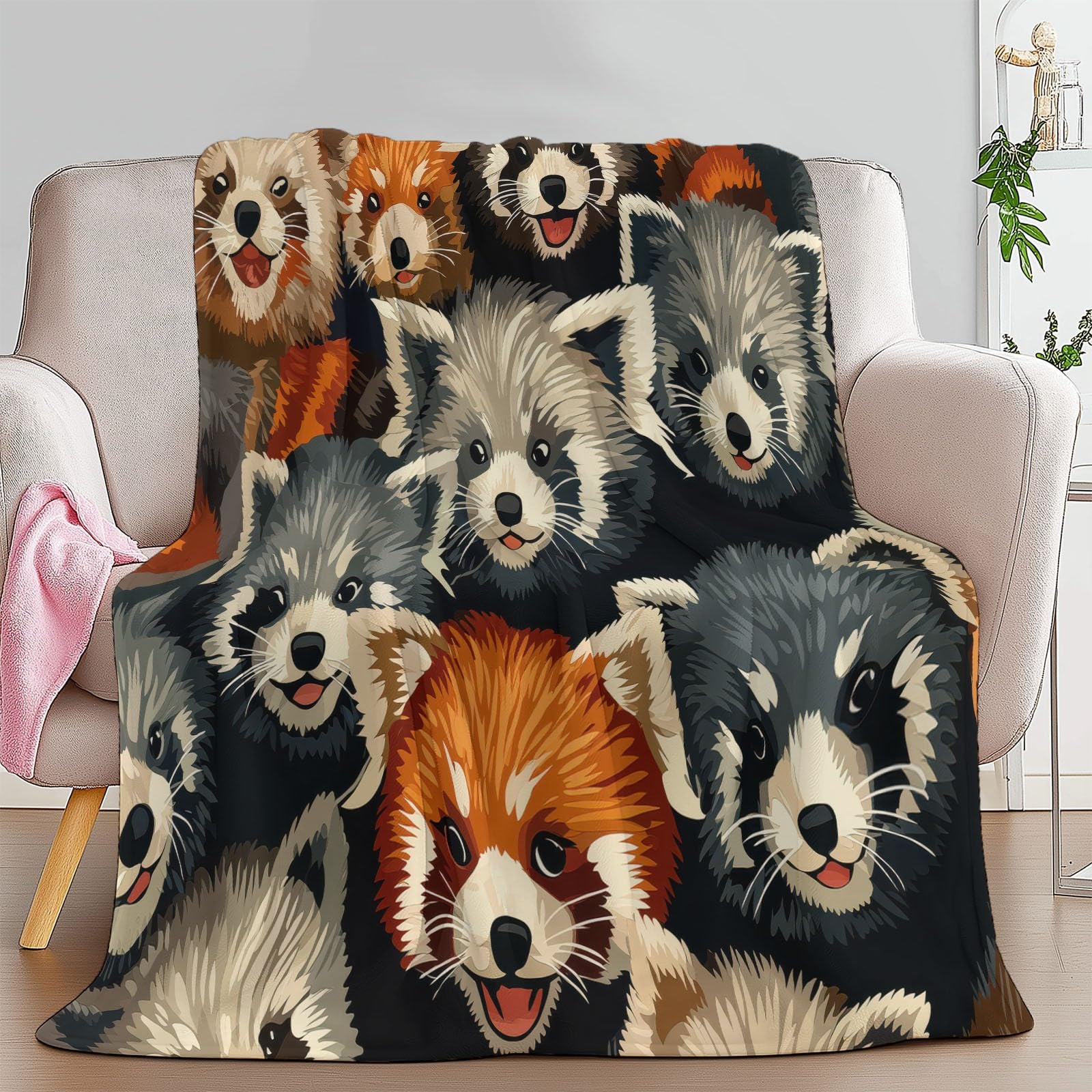 Couverture Plaid Polaire Panda Roux Animal De Dessin Animé 180x200 cm Plaid Douillette Confortable pour Canapé et Lit 2 Personnes, Couverture d'hiver pour bébé Enfant Chaude et Douce