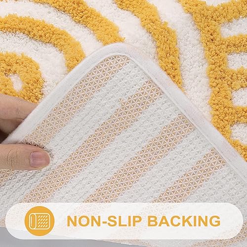 Miniatura 31 de Uphome Alfombra de baño larga con hojas abstractas coloridas, antideslizante, absorbente de agua, bohemio, de microfibra suave, lavable a máquina