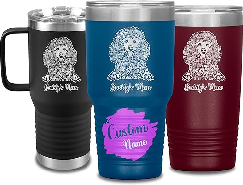 Vista 101 de Vaso de viaje de Navidad personalizado, perro pastor alemán, mamá y papá, dueño de perro pastor alemán personalizado, recuerdo grabado