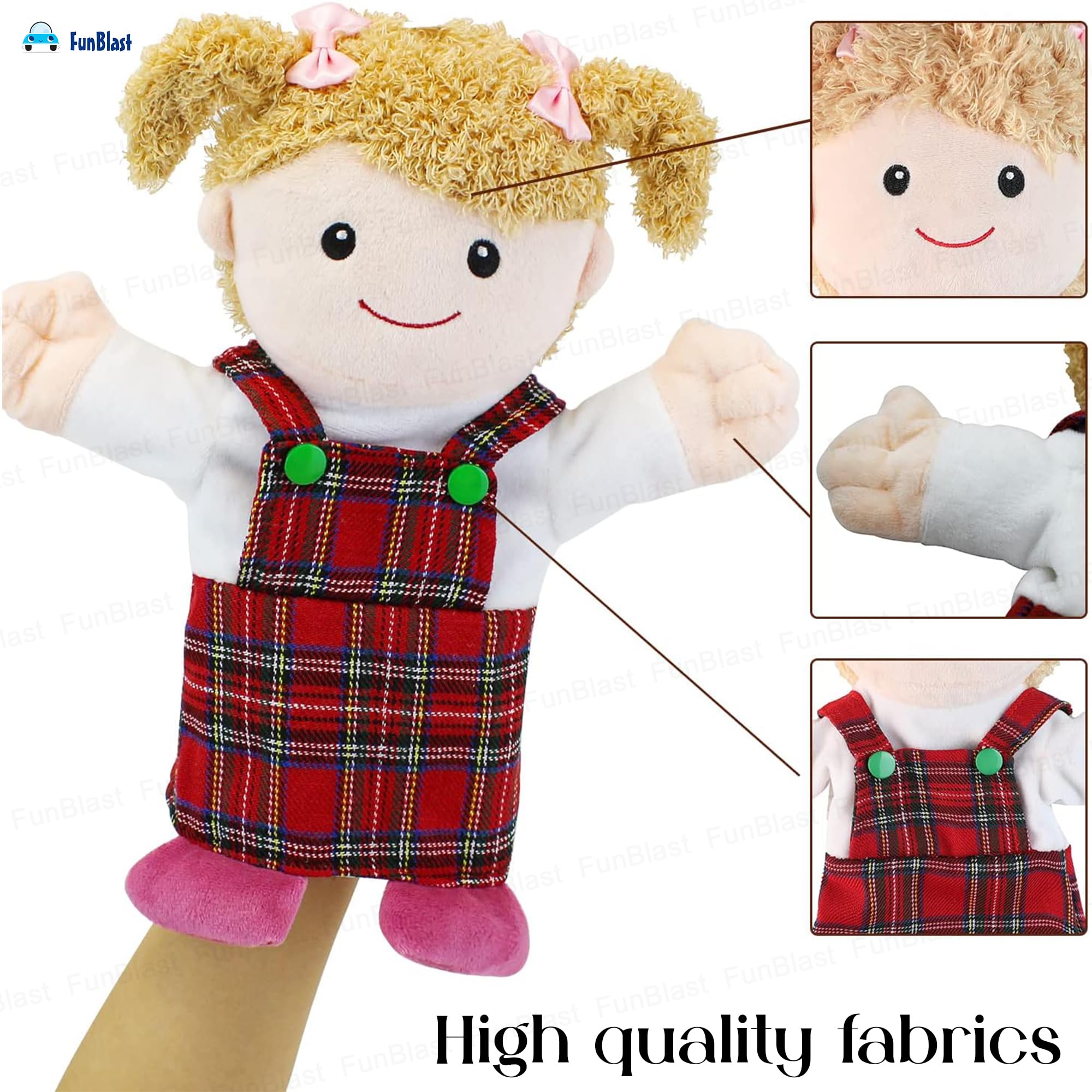 FunBlast Hand Puppet for Kids - Family Members Soft Hand Puppets for Kids Story Telling Toy for Kid, Hand Puppet Toy, Plush Hand Puppets Toys (Multicolor) (Daughter) 3