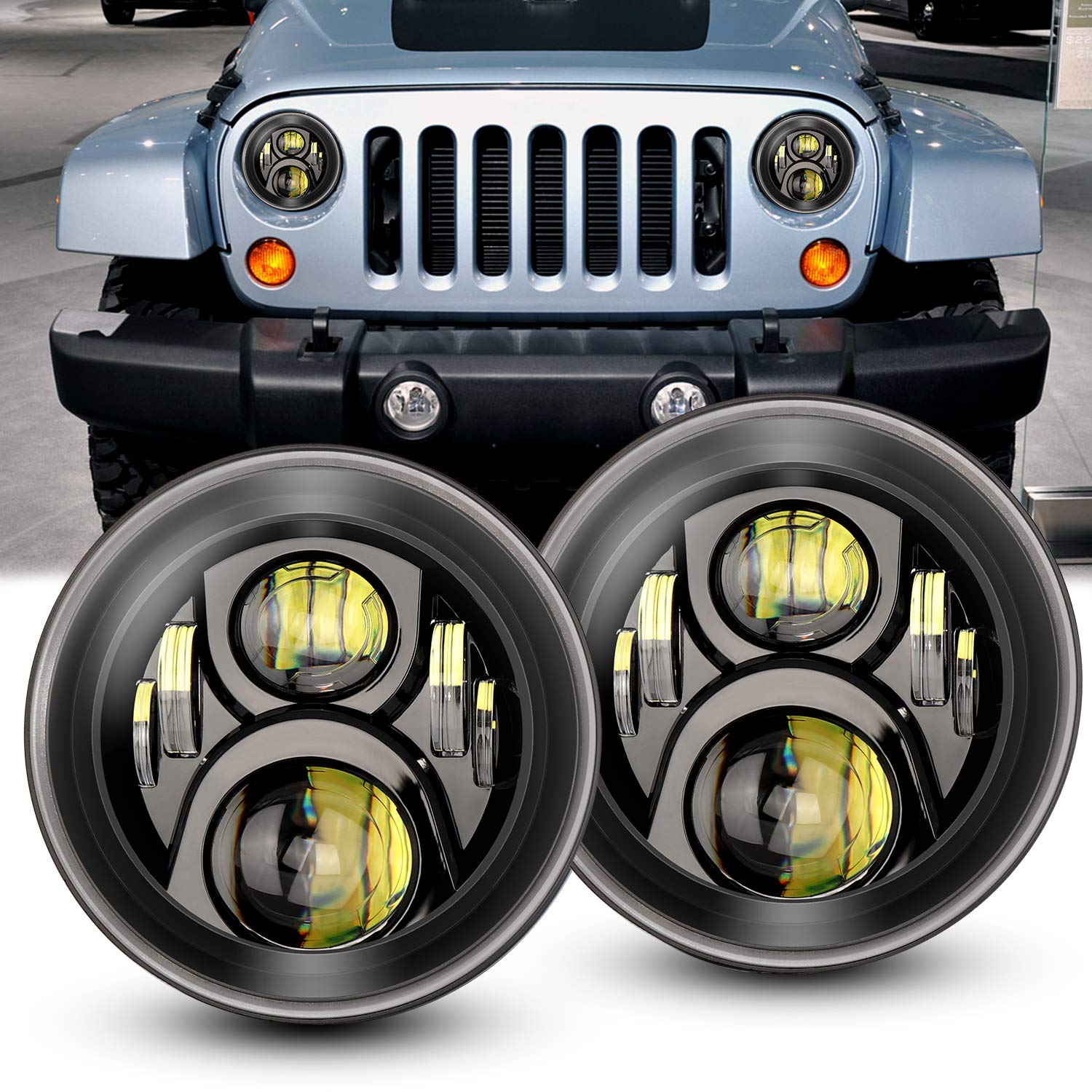 Buy DOT Approved 7 Inch Black LED Headlights for Jeep Wrangler Round