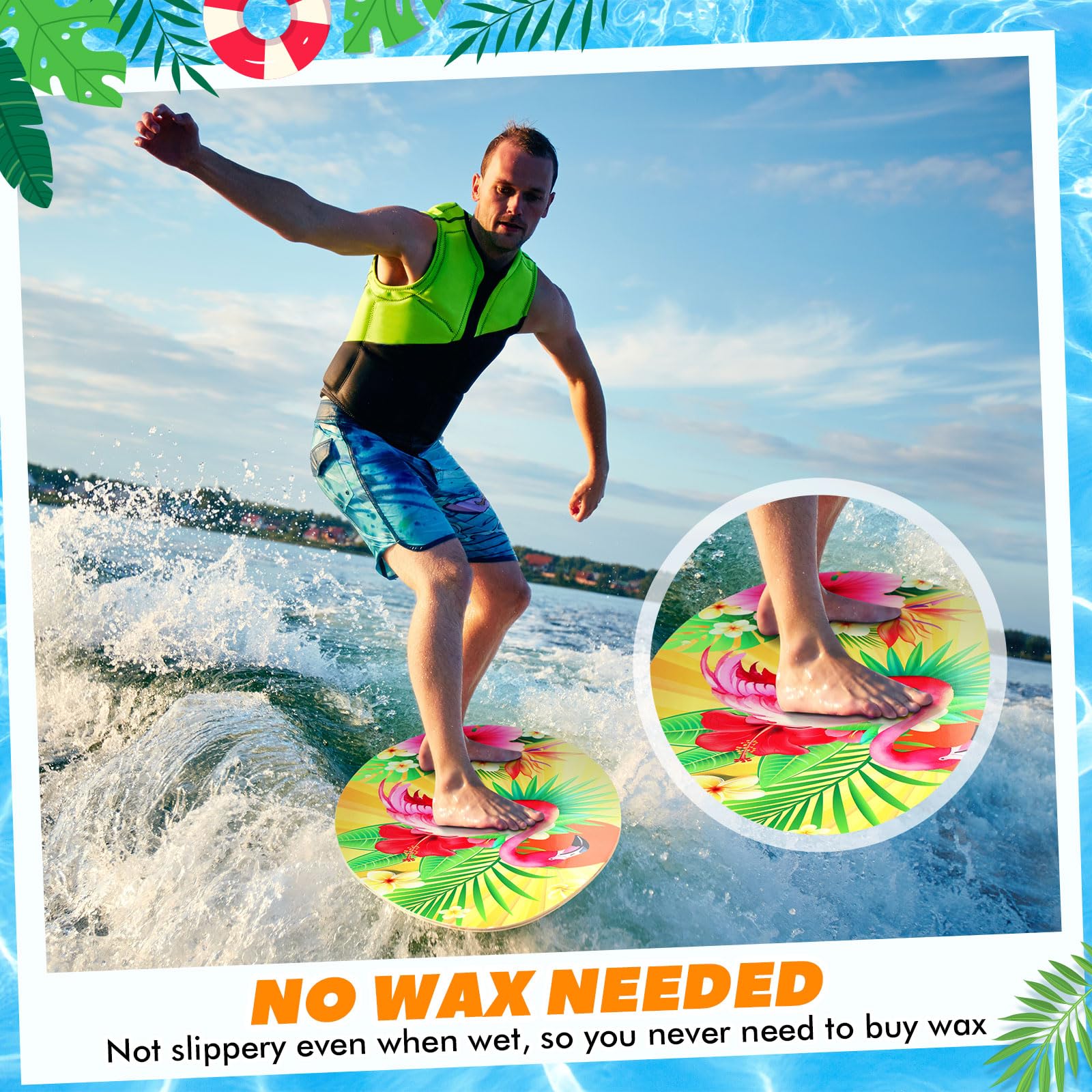 WinnerWhy Skimboard mit Hochglanzbeschichtung, Skimboard, aus Holz, leicht, für Strandanfänger, Jugendliche und Erwachsene