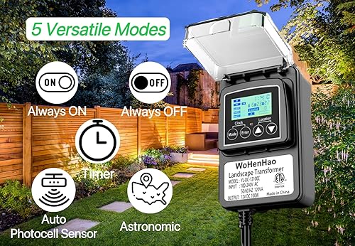 Miniatura 2 de Transformador de iluminación de bajo voltaje de 100 W para luces de paisaje de bajo voltaje de salida de 12 V CC, transformador de luces de paisaje