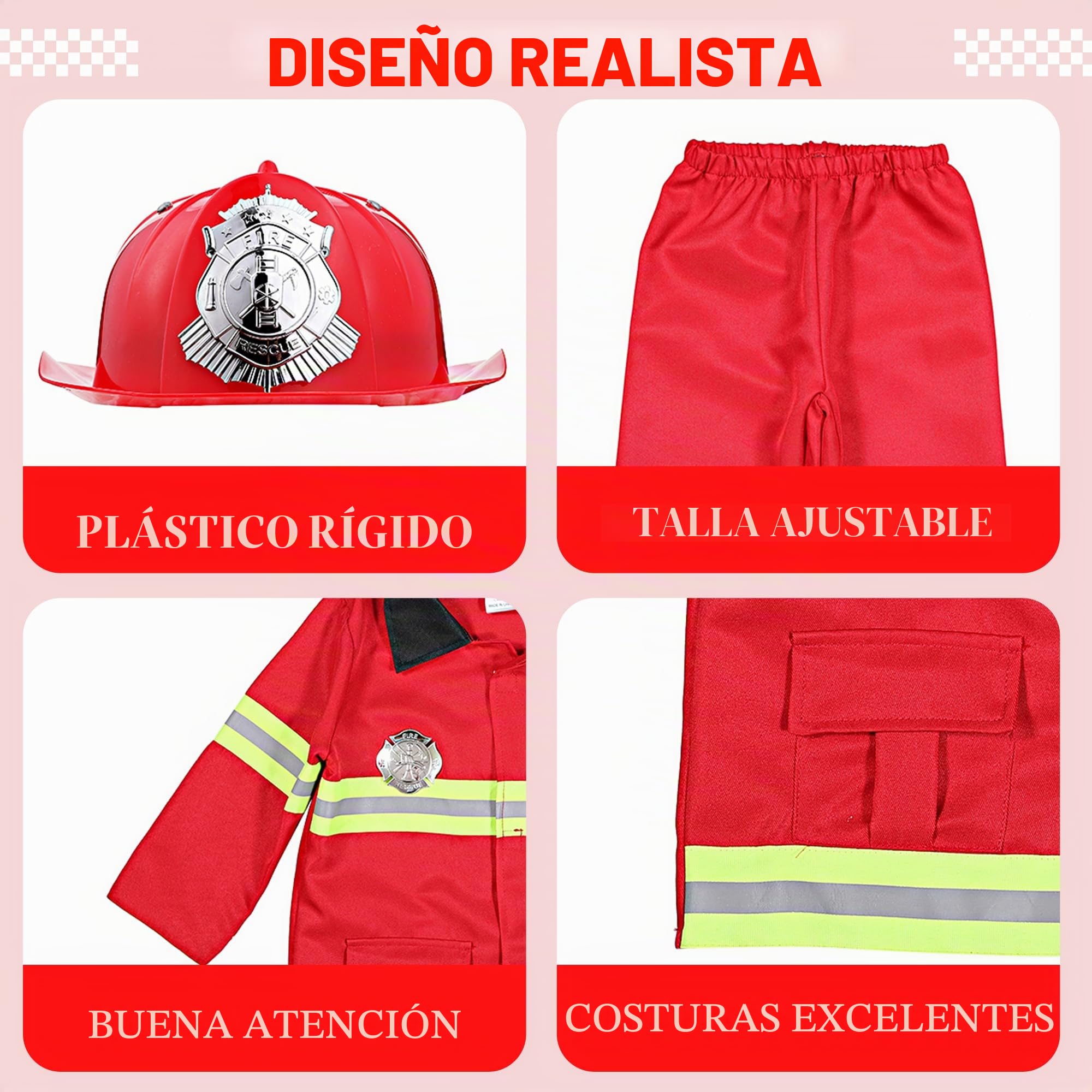Disfraz de Bombero para Niños Accesorios de Juguetes de Juego de Rol de Cosplay de Jefe de Bomberos