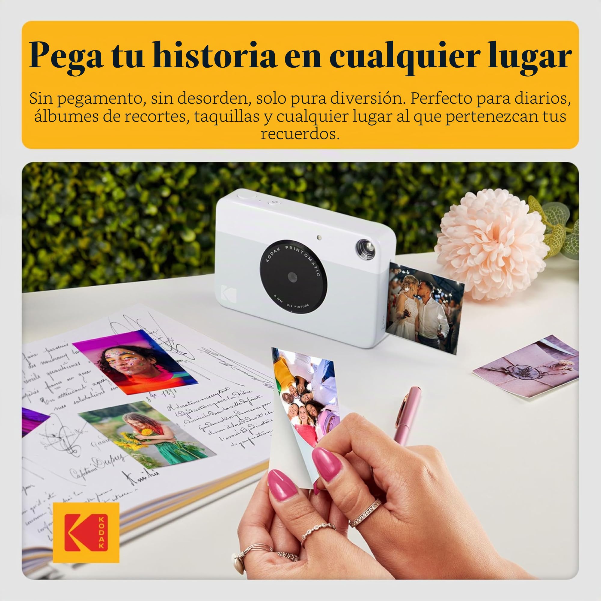 KODAK Printomatic cámara de impresión instantánea + Estuche Blando + Papel fotográfico Zink de 2 x 3 (Paquete de 20) + Álbum + Juegos de calcomanías + Marcos para calcomanías + Marcadores - Gris