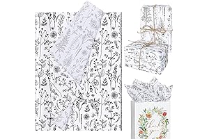 AnyDesign Botanical Tissue Paper: Vintage Wildflowers for Enchanting Gift Wrapping