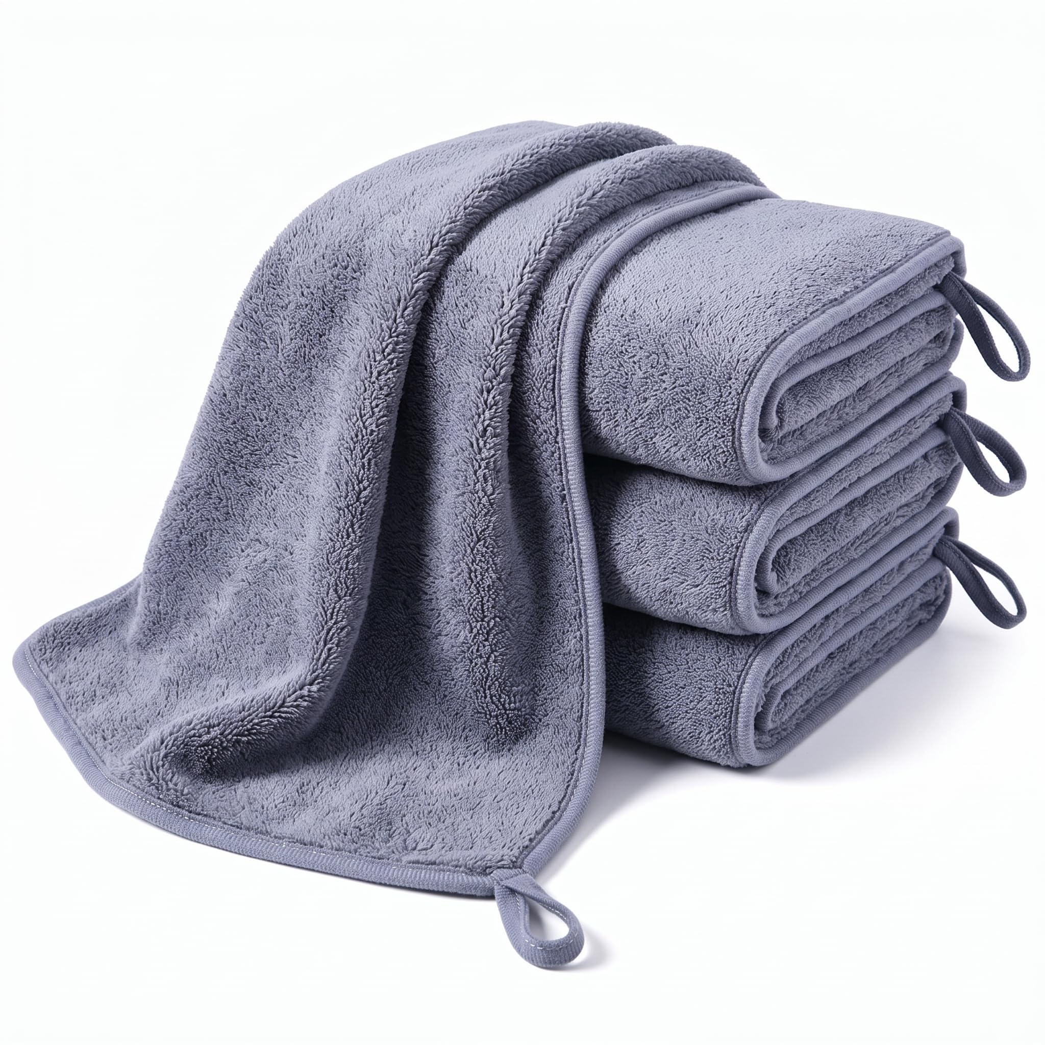 CleaZeny 4 Pcs Microfibre Hand Towels for Cleaning, 30 * 60cm, Grey