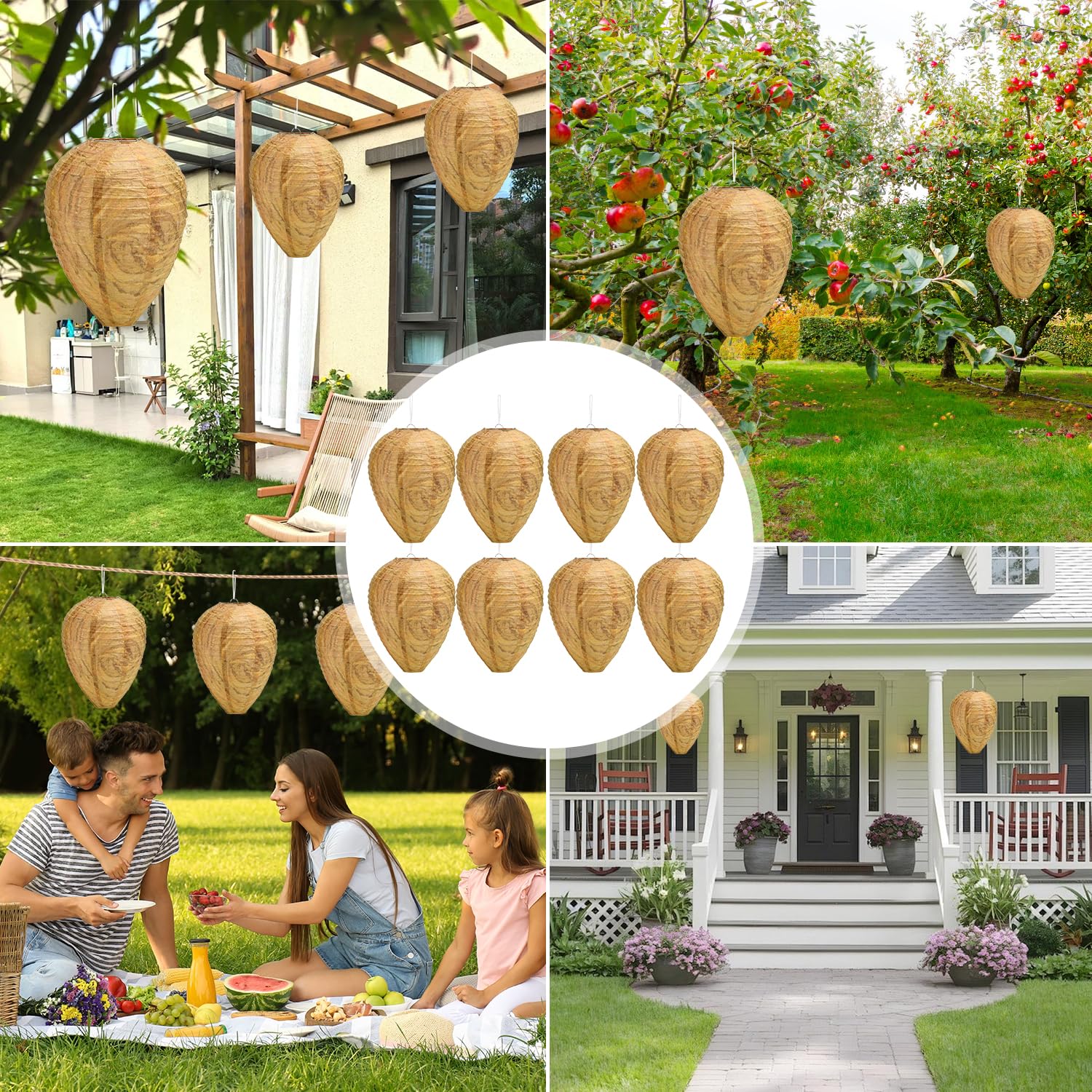 Nido de Avispas, 8 Piezas Nido de Avispas Señuelo, Colgar Nido de Avispas Falsas, Impermeable Trampa Avispas Exterior, Nidos de Avispas Artificiales, para Hogares y Jardines al Aire Libre — view 7