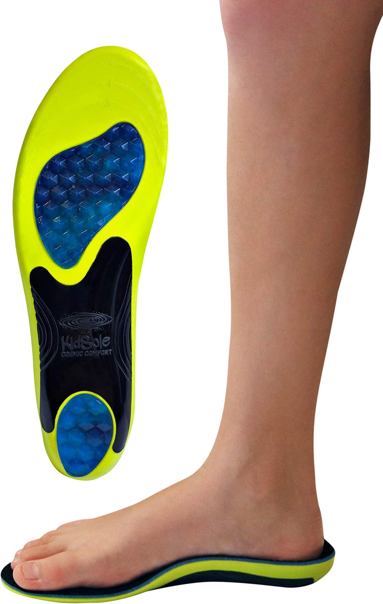 Cosmic Comfort Reinforced Arch Support Soft & Strong Children's Insole. Slim Profile & Strong Support with Memory Foam Soft Top. ((24 CM) US Kid's Size 3-6)