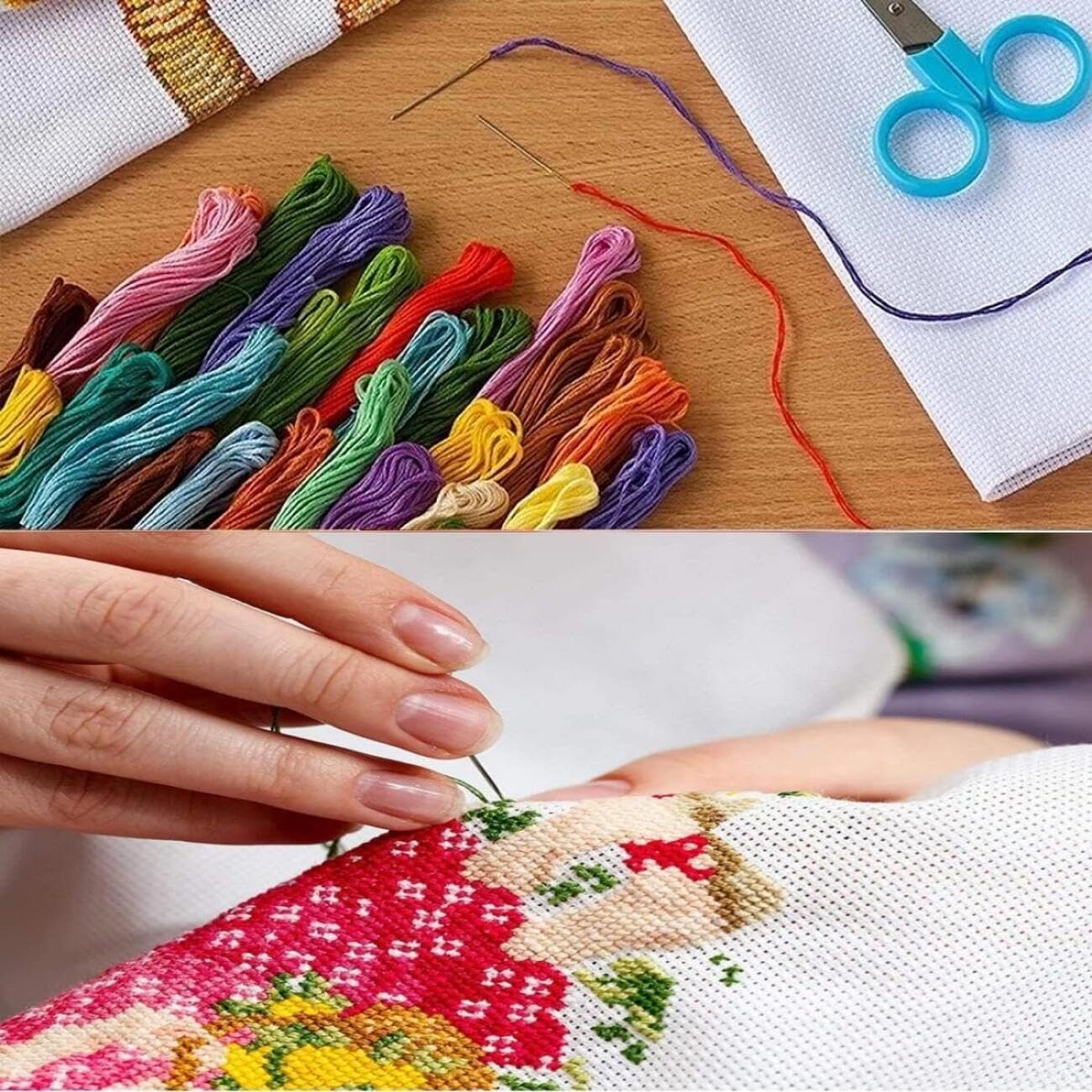 14CT Kit Punto De Cruz Preimpreso Árboles En Flor Y Paisaje De Lago Kits De Punto De Cruz Para Principiantes O Adultos,Diy Fácil Contado Costura Conjunto De Bordado Decoración Del Hogar 80x100cm