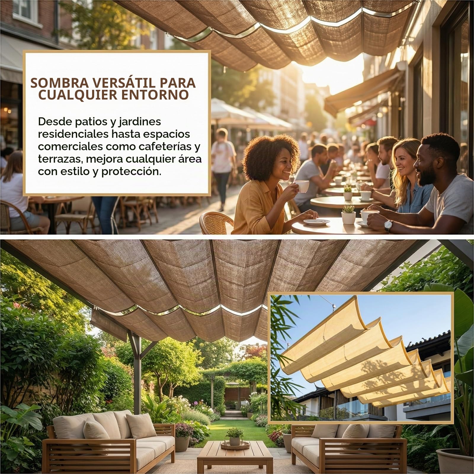 Toldo Vela de Sombra Retráctil,Red de Sombra,Vela de SombraExterior, Retráctil Ondulada Velade Sombras, Techo corredizo de toldo for Terraza, Jardín, Patio y Balcón(W1.8*L4m/W5.90*L13.12ft)