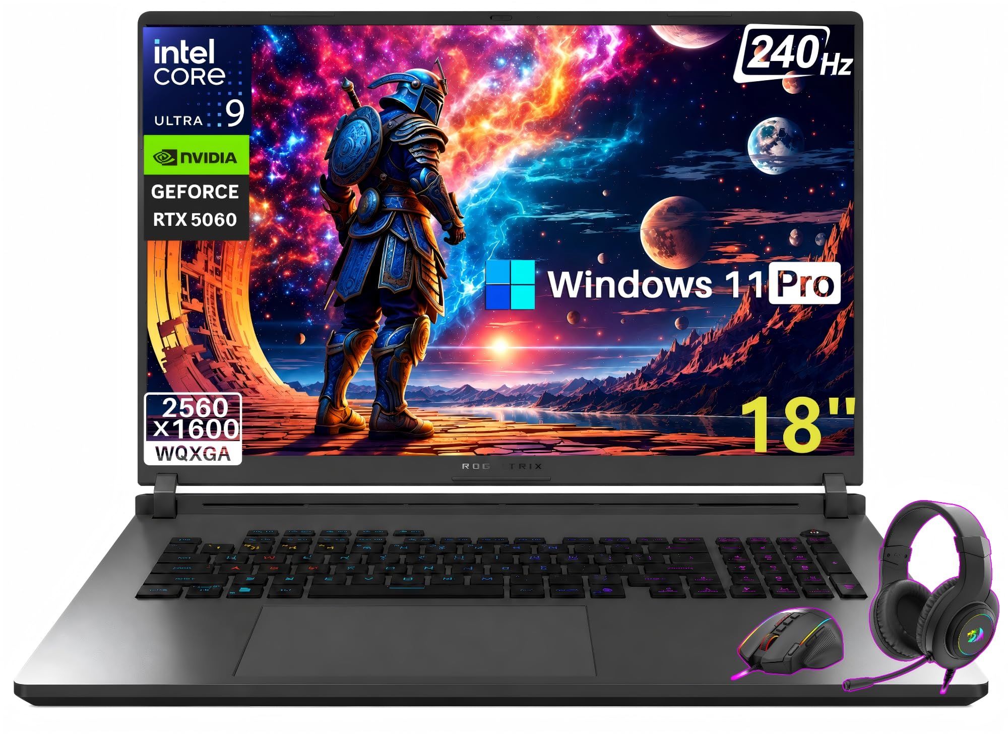 ASUS ROG Strix G18 Gaming Laptop, 18” 2.5K 240Hz Nebula Display, Intel Core Ultra 9 275HX, GeForce RTX 5060, 32 GB DDR5-5600, 1 TB SSD, Wi-Fi 7, Windows 11 Pro, RGB Backlit KB, ROG Cooling, Gaming PC