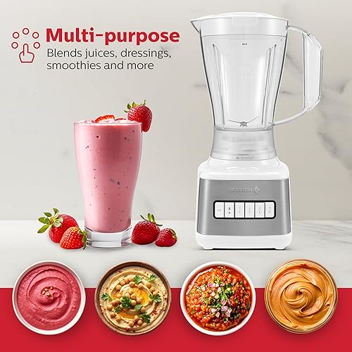 Miniatura 9 de Holstein Housewares Batidora de encimera de 8 velocidades  500 W de potencia, 50 onzas (1.5L6 tazas) tarro de plástico duradero, fácil control