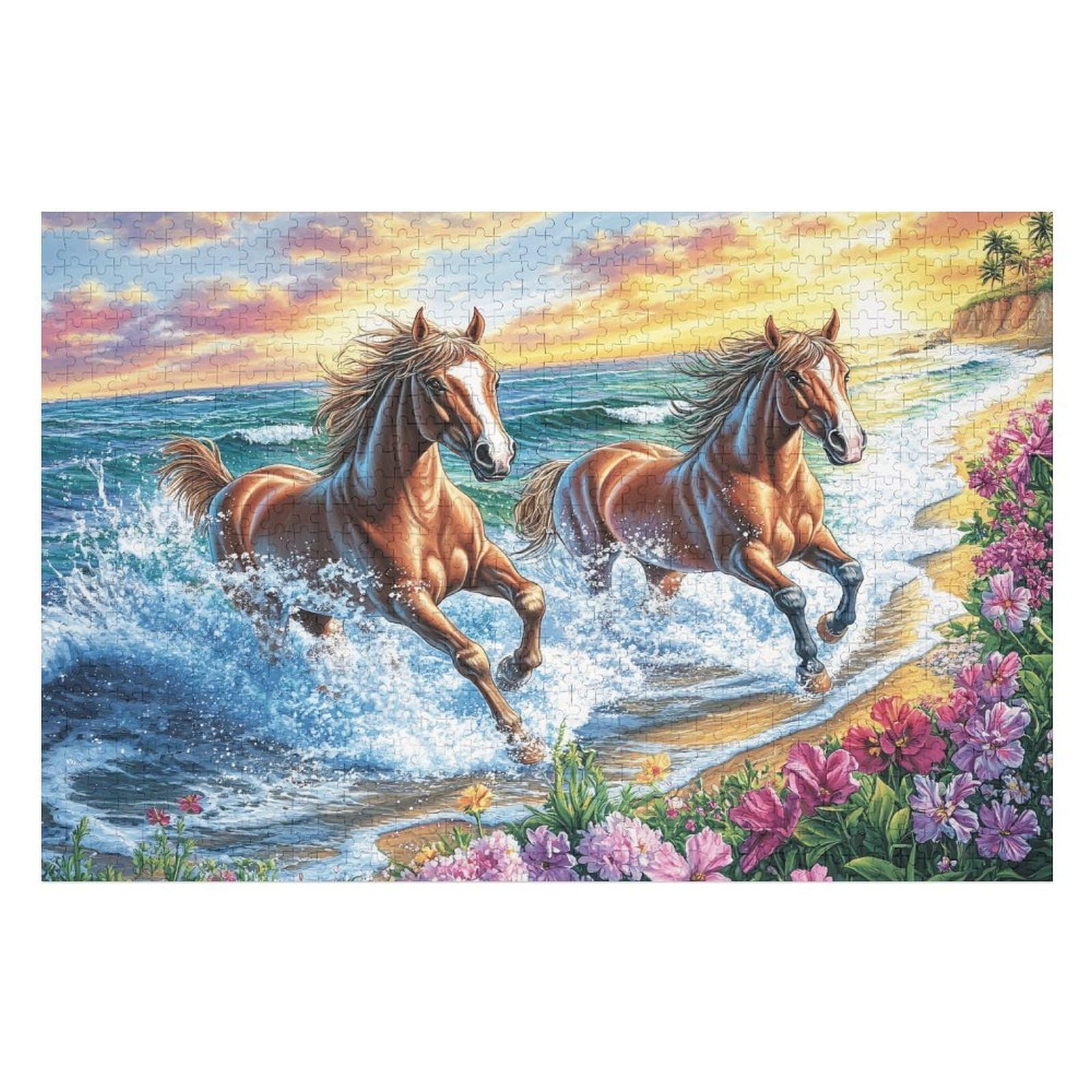 1000 Piece Jigsaw Puzzle for Adults Horse Ocean Wave 75x50cm Team Building Activity for Office Colleagues Fun Group Game Improve Cooperation Ability