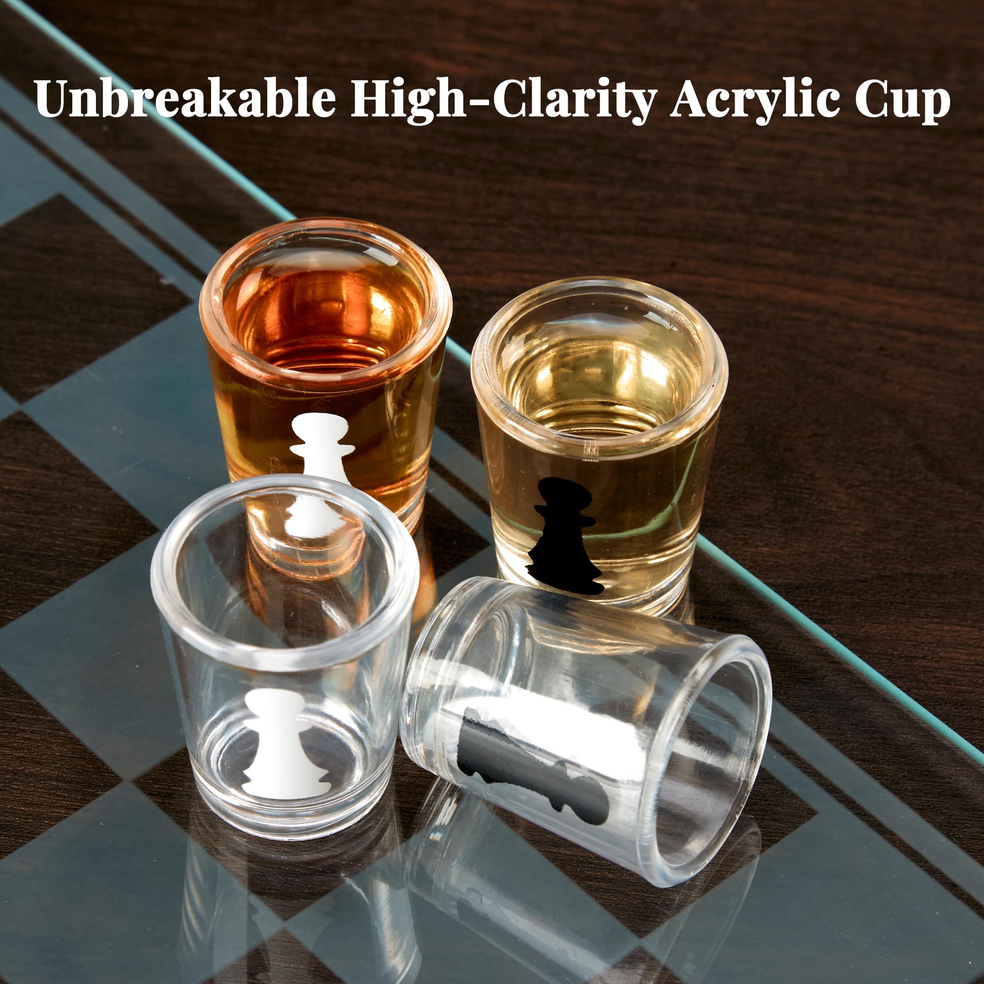 Scacchi con Bicchierini Shot – Gioco Alcolico con 32 Shottini e Scacchiera in Vetro, Gioco da Tavolo per Feste Adulti, Idea Regalo Uomo e Amici