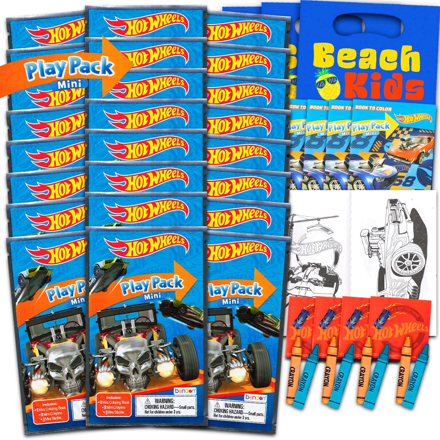 Hot Wheels Mini Party Favors Set for Kids - Bundle with 24 Mini Grab n Go Play Packs with Coloring Pages, Stickers, More (Hot Wheels Birthday Party Supplies)