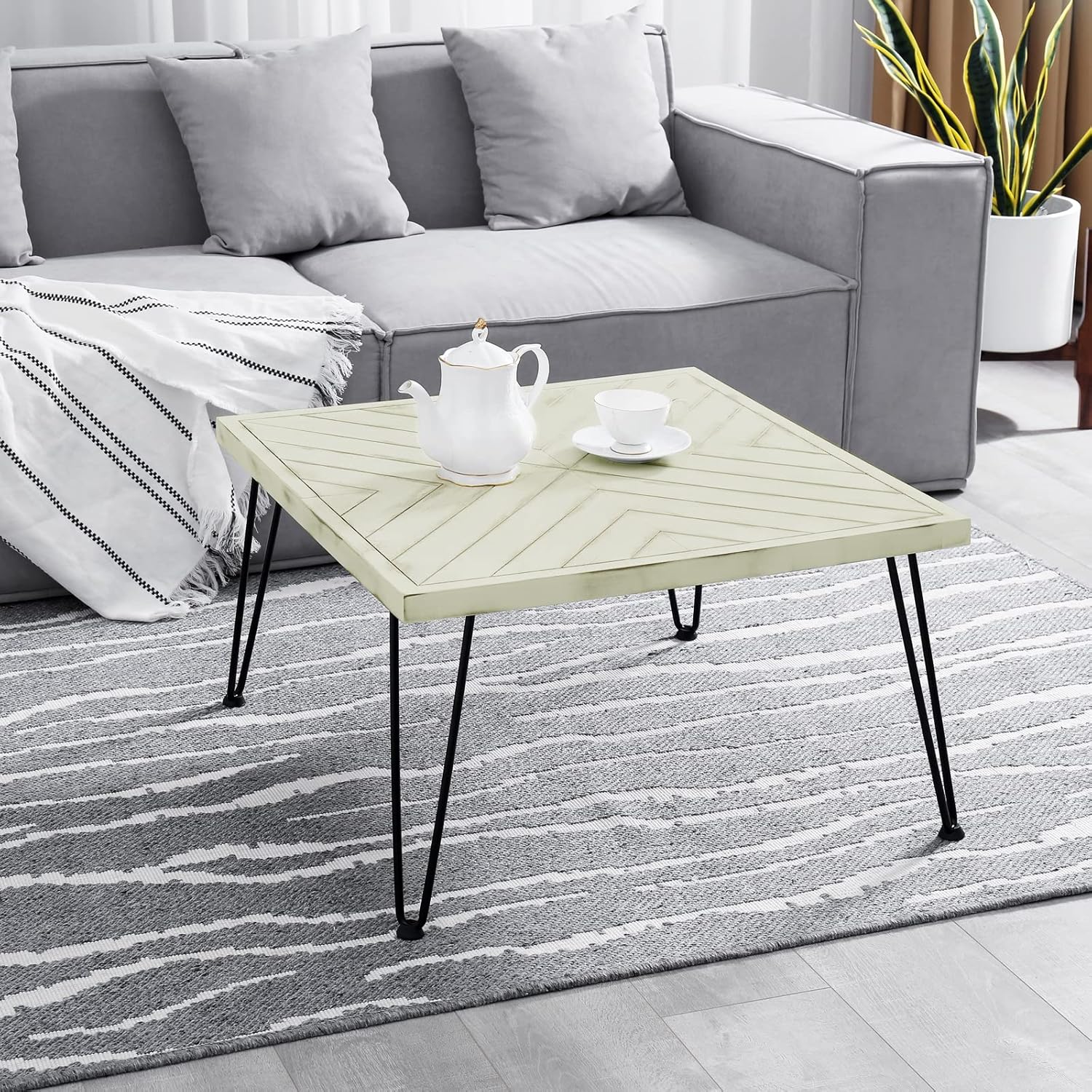 Flash Deals - 70% OFF WELLAND 28-Inch Coffee Table with Metal Leg, Washed White, Middle-Century, Rustic Accent Sofa Coffee Table, Square Wooden Slab Table for Living Room, Home, Office, Bedroom Best Deal Product WELLAND 28-Inch Coffee Table with Metal Leg, Washed White, Middle-Century, Rustic Accent Sofa Coffee Table, Square Wooden Slab Table for Living Room, Home, Office, Bedroom