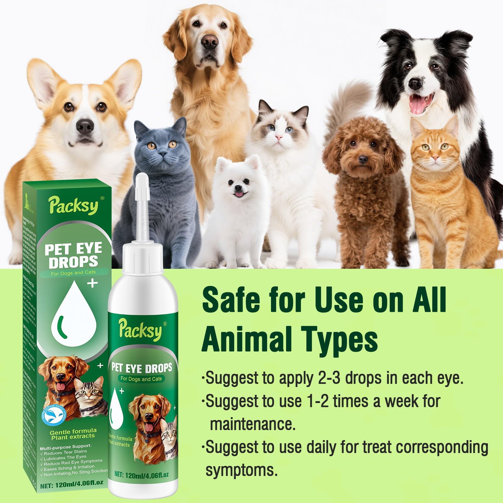 120ml/4.06fl oz Pet Eye Drops for Dogs and Cats,Solution for Redness,Itching and Tear Stains,Fast-Acting,Safe for All Breeds and Sizes — Amazon image 6