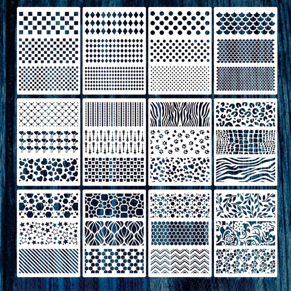 Amazon.com: 12Pcs Geometric Stencils for Crafts Reusable Geometric ...