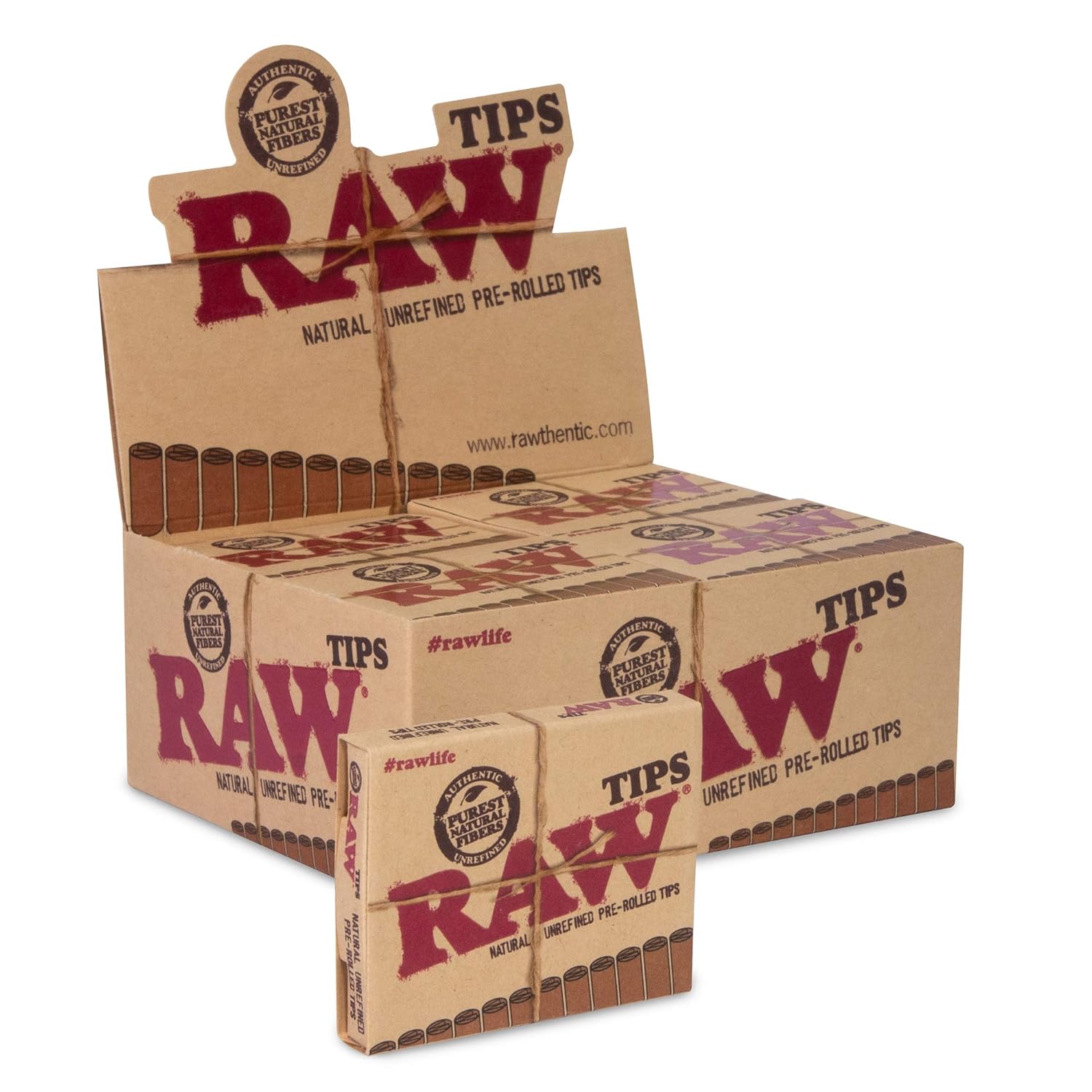 Raw Natural Unrefined PreRolled Filter Tips Full Box Of 20 (21 Per Box
