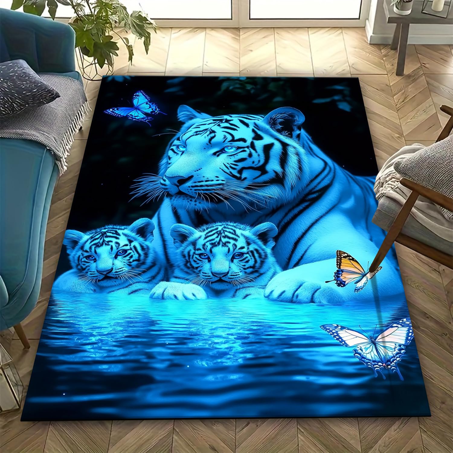 Tapis tigre 3D pour chambre d'enfant 140x200 cm tapis rectangulaire lavable et antidérapant