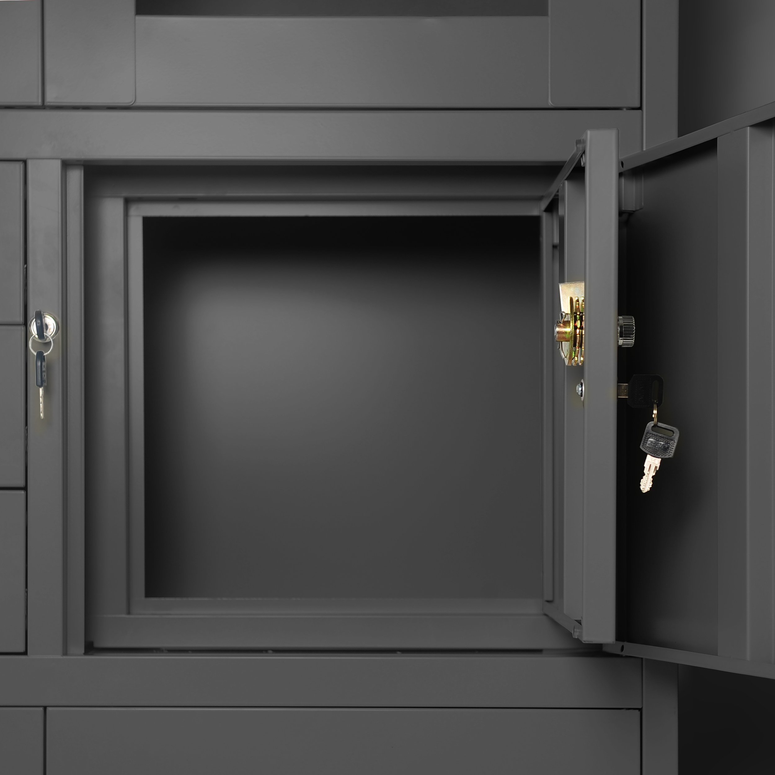 Jan Nowak Aktenschrank C018S Büroschrank Metallschrank Tresor Safe Geheimfach Flügeltüren Schubladen Pulverbeschichtung Stahlblech 185 cm x 90 cm x 40 cm (H x B x T) (Anthrazit)
