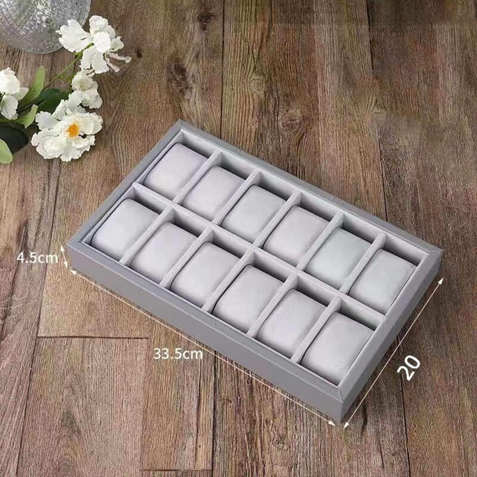 Perfeclan Soporte para Bandeja de Reloj, Bandeja de Almohadas para Reloj, Cuero PU de Madera para Hombres Y Mujeres, Almohadas, Organizador Apilable Pa, 12 Ranuras