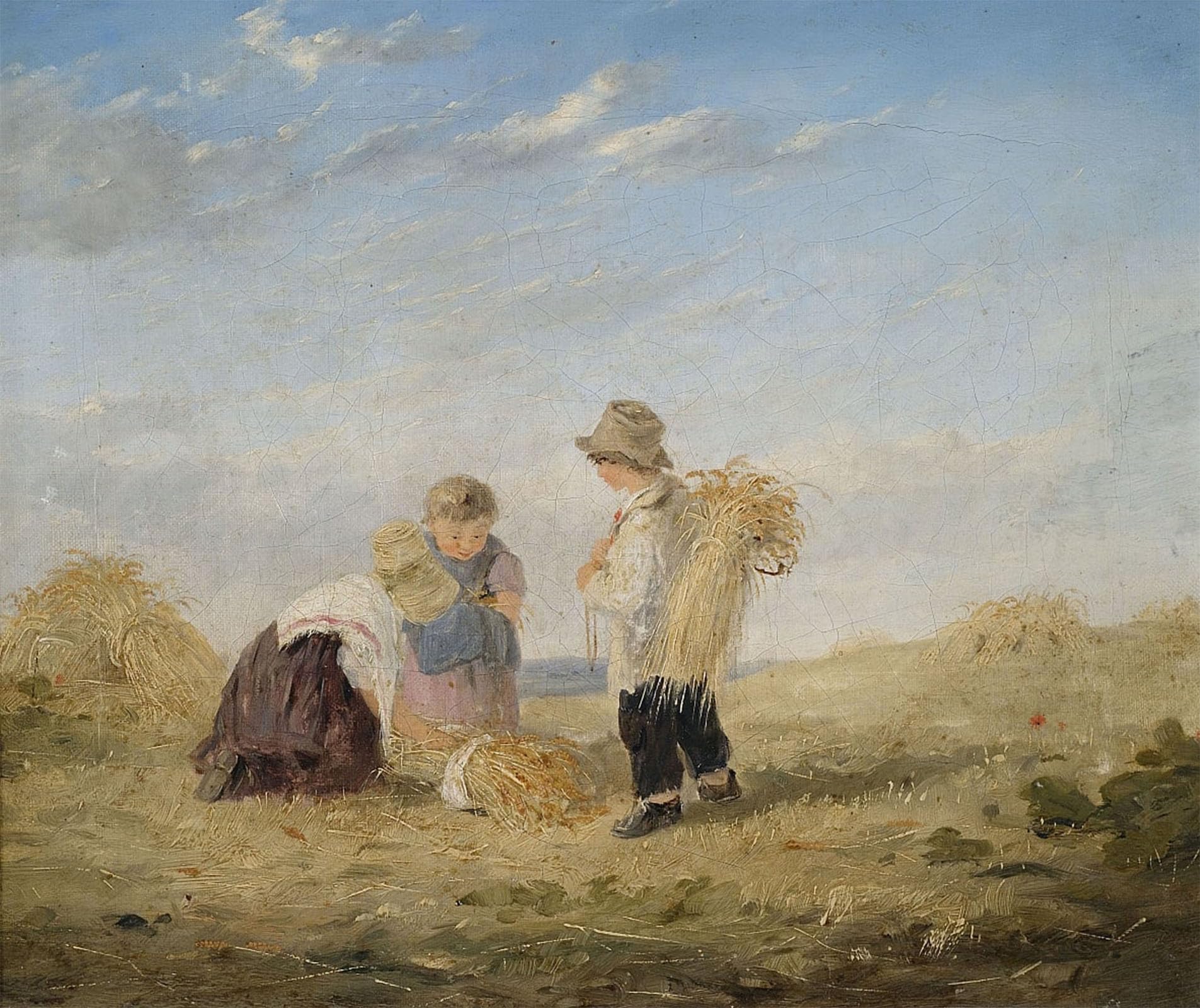 ARTXLXXBN Famous Painting Art Wall Decor Abstract Art Picture Children At the Hay Harvest Grain Harvest by Baker Pyne Animal Pictures for Home Decor 60x90cm
