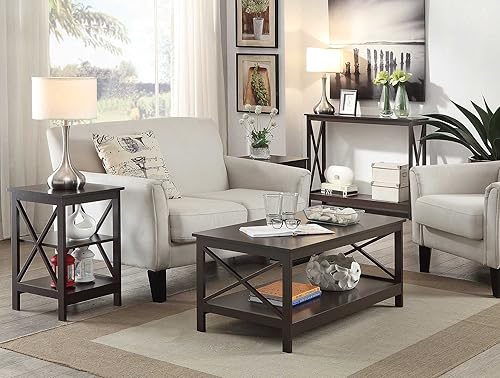 Miniatura 35 de Convenience Concepts – Mesa de café Oxford, Madera, Gris Gris,Barnwood/Negro,Negro,Rosa rubor,Azul cobalto,Madera derivada/Blanco,Azul espuma