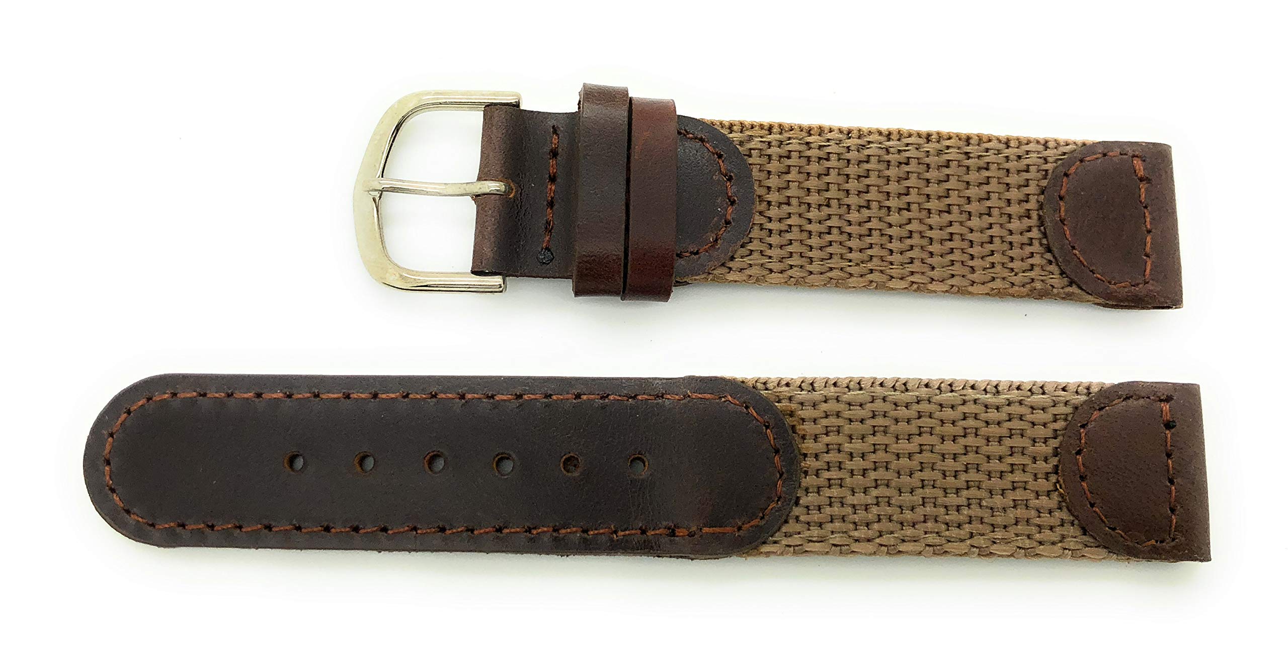 Correa de reloj de cuero de nylon de lona de 0.787 in (marrón) 2