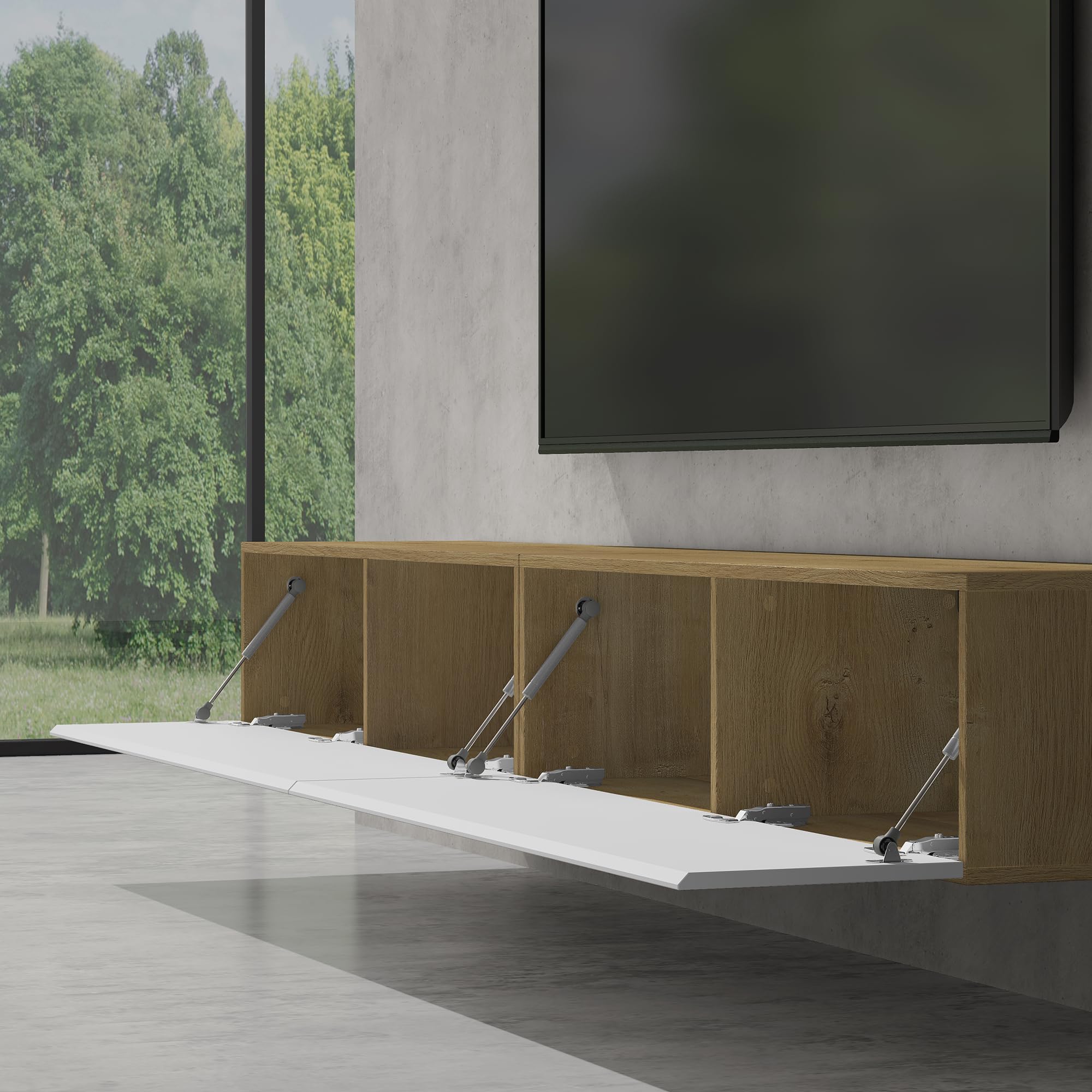 doporro Meuble TV Bas 240x40,2x30cm Armoire TV avec Portes