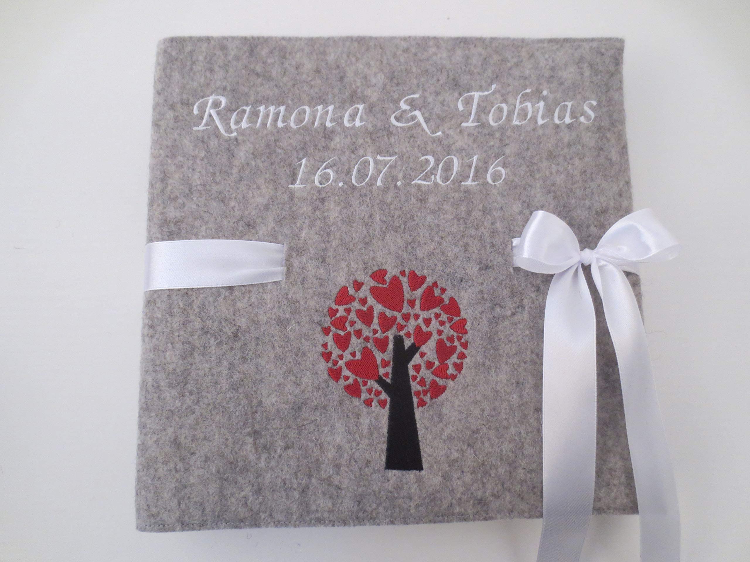 Fotoalbum Album Hochzeitsalbum Hochzeit Gästebuch Hochzeitsreise Geschenk Wollfilz Filz 26 cm x 25 cm