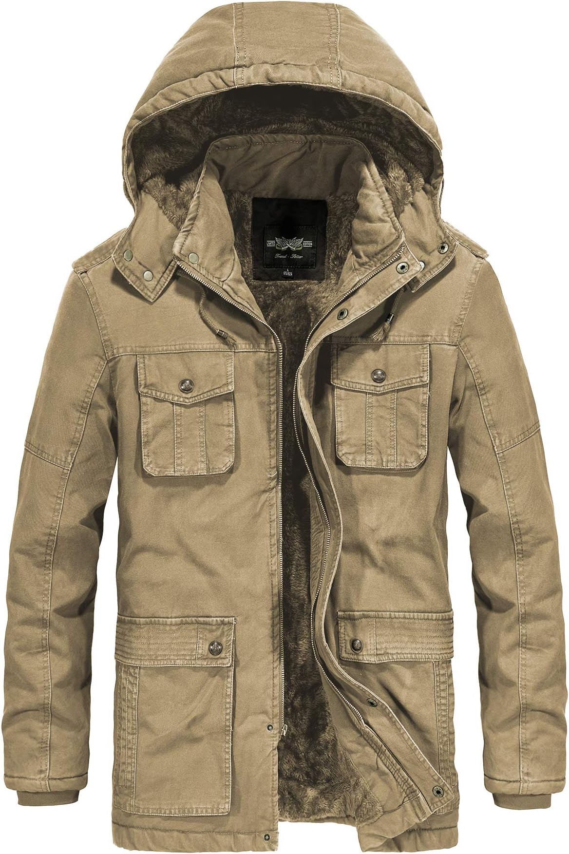 Men's Winter Thicken Coat Casual Military Parka Jacket with Removable Hood
