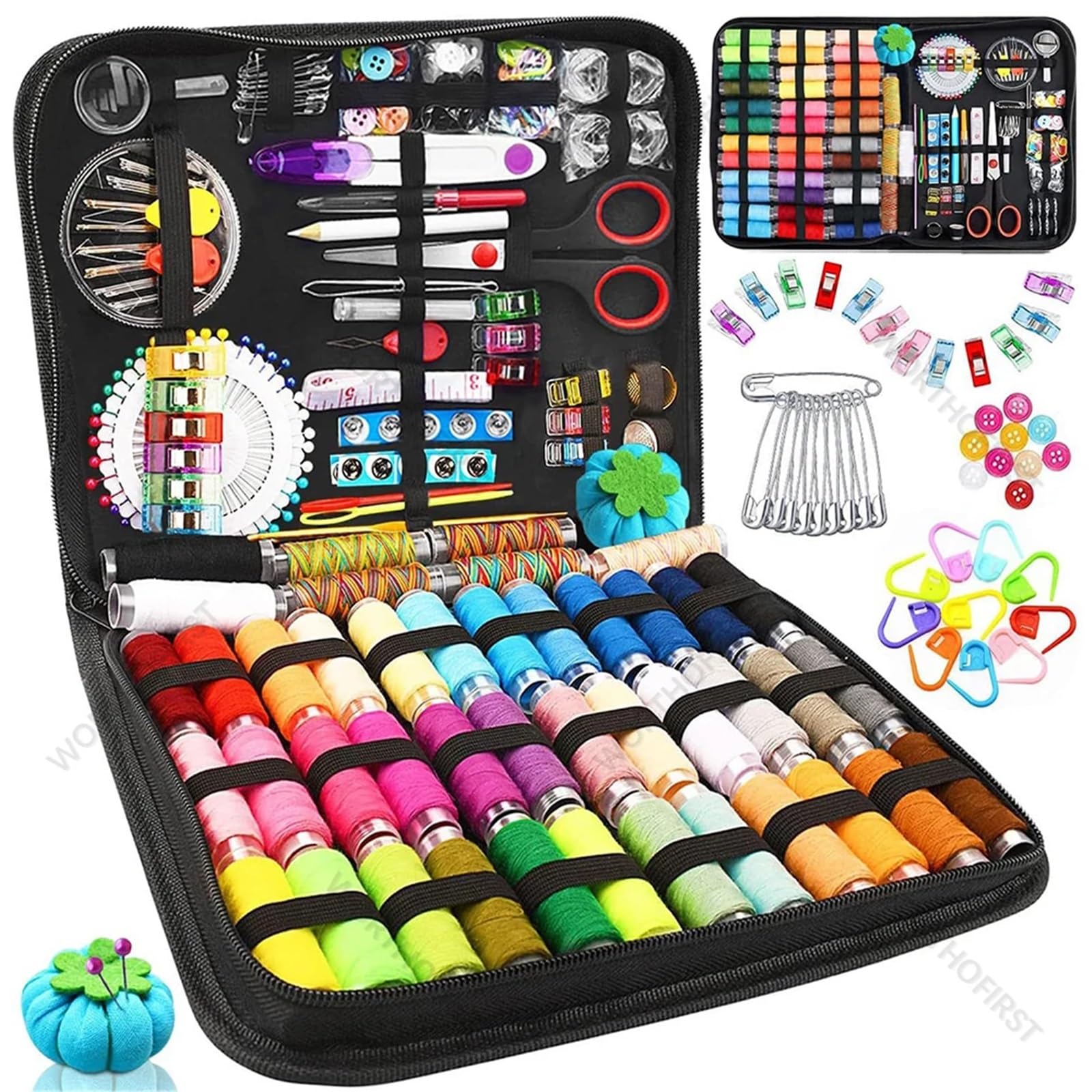 Juego de caja costura multifuncional for bricolaje, portátil, for coser a mano, herramientas bordado, accesorios for el hogar Kit de costura de viaje(304Pcs)